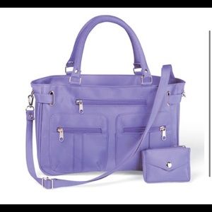 NWT 6 pocket mricofiber handbag